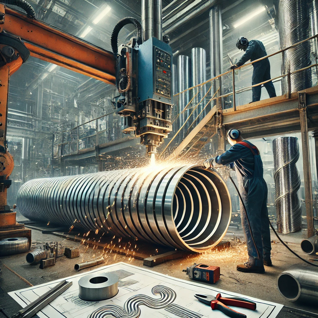 DALL·E-2025-03-17-10.57.34-An-industrial-workshop-where-workers-are-cutting-and-assembling-half-pipe-coil-serpentine-heat-exchangers.-A-CNC-cutting-machine-is-slicing-stainles.webp